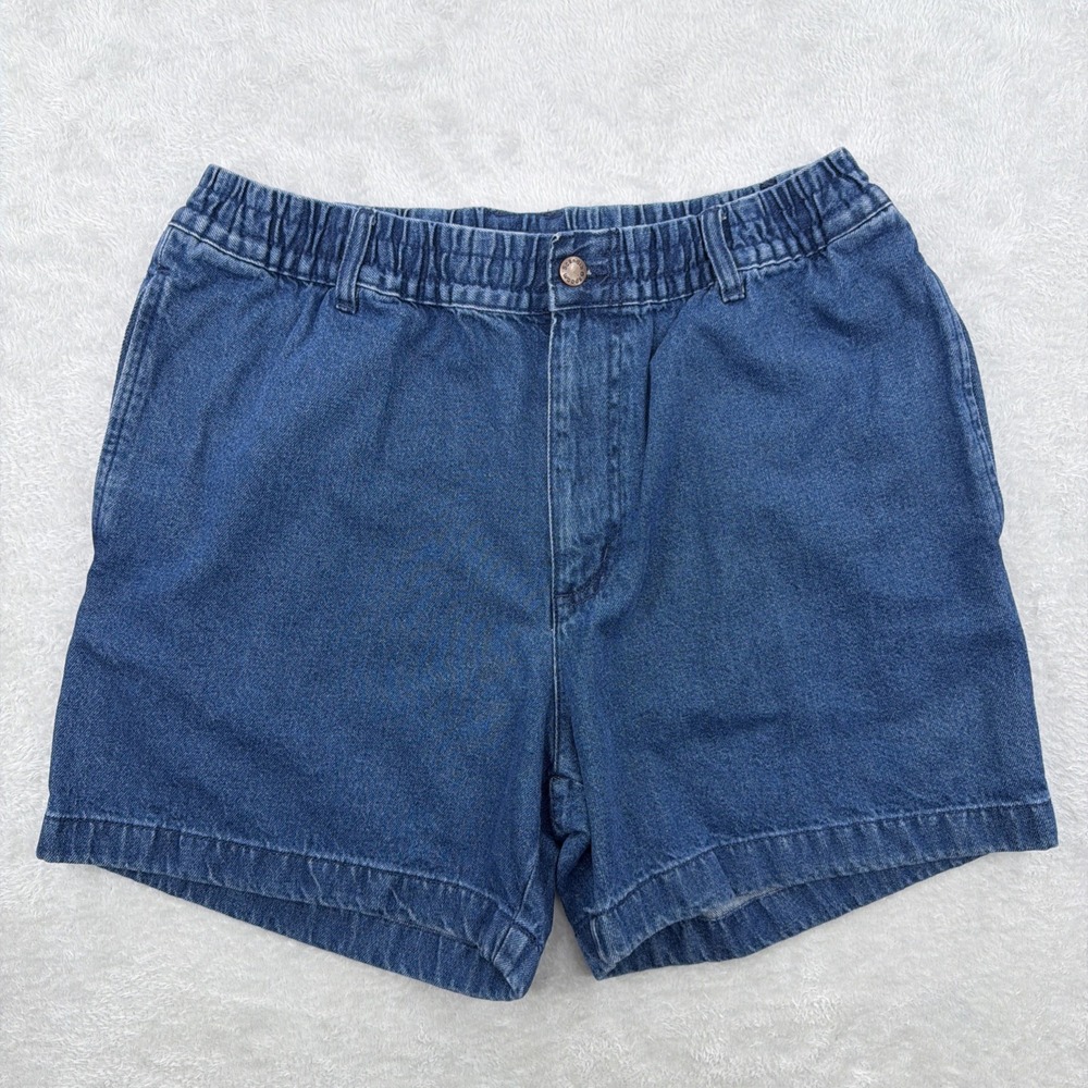 John Blair Denim Shorts Mens 36 Blue Elastic Waist Stretch Casual Medium Wash